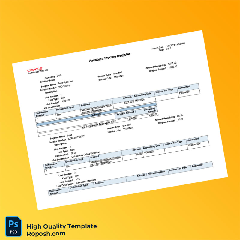 USA Intuit Invoice Template in Word and PDF formats 3 page USA Intuit Invoice Template in Word and PDF formats 3 page