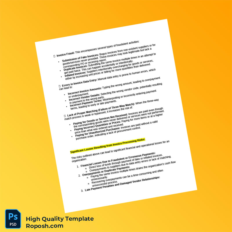 USA Invoice Processing Template in Word and PDF formats 4 page USA Invoice Processing Template in Word and PDF formats 4 page