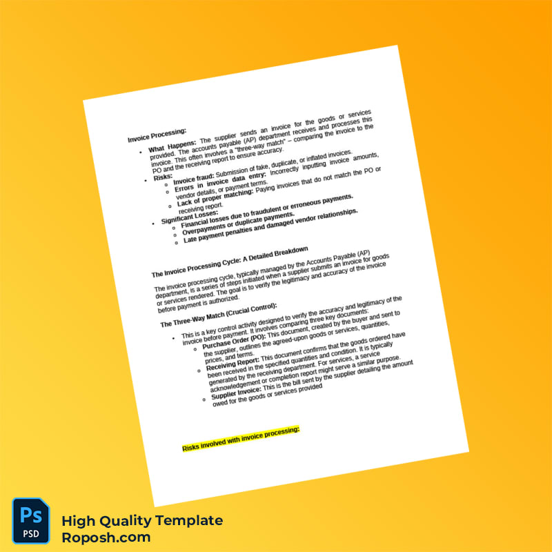 USA Invoice Processing Template in Word and PDF formats 4 page USA Invoice Processing Template in Word and PDF formats 4 page