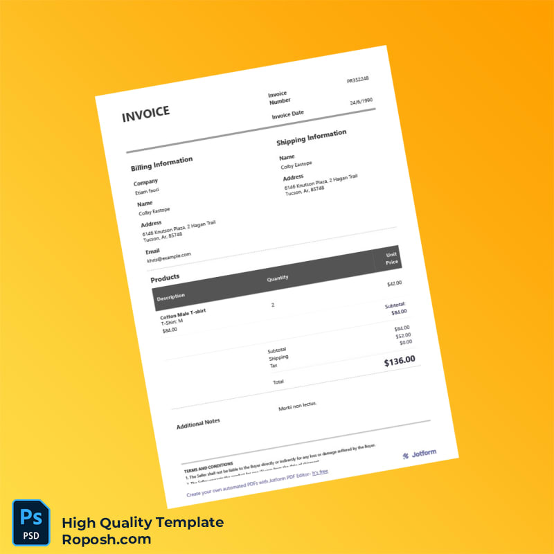 USA Jotform Invoice Template in Word and PDF formats 2 page USA Jotform Invoice Template in Word and PDF formats 2 page