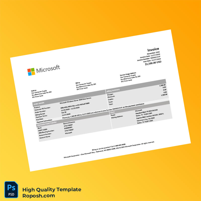 USA Microsoft Invoice Template in Word and PDF formats USA Microsoft Invoice Template in Word and PDF formats