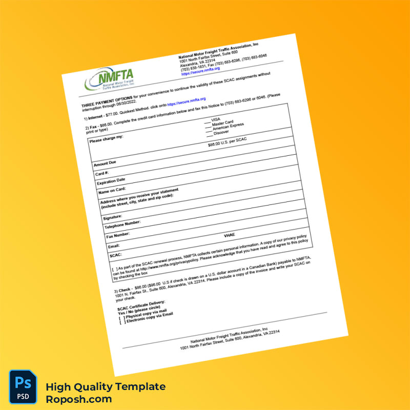 USA National Motor Freight Traffic Association Invoice Template in Word and PDF formats 2 page USA National Motor Freight Traffic Association Invoice Template in Word and PDF formats 2 page