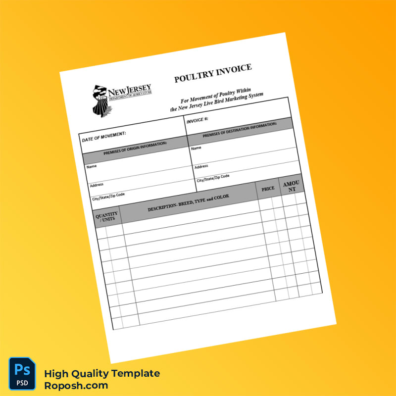 USA New Jersey Department of Agriculture Invoice Template in Word and PDF formats 7 page USA New Jersey Department of Agriculture Invoice Template in Word and PDF formats 7 page
