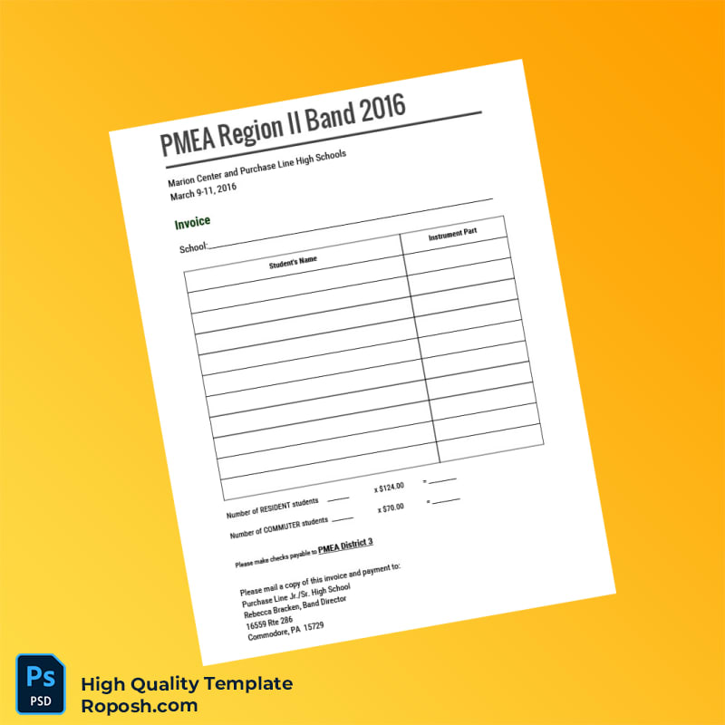 USA PMEA District 3 Invoice Template in Word and PDF formats USA PMEA District 3 Invoice Template in Word and PDF formats