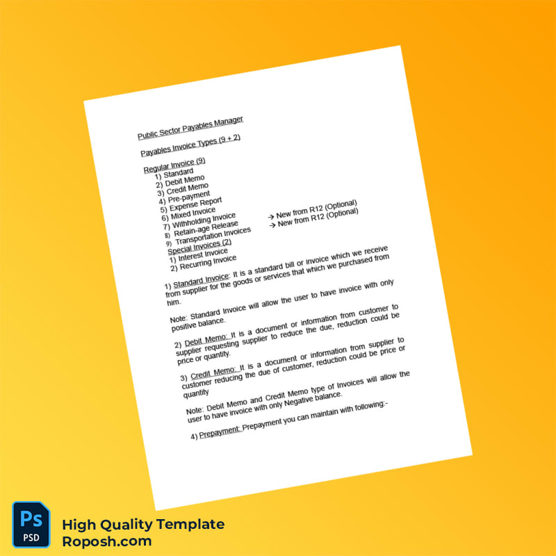 USA Payables Invoice Types Guide Template in Word and PDF formats 2 page USA Payables Invoice Types Guide Template in Word and PDF formats 2 page