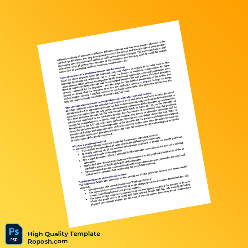 USA Proforma Invoice Template in Word and PDF formats 8 page USA Proforma Invoice Template in Word and PDF formats 8 page