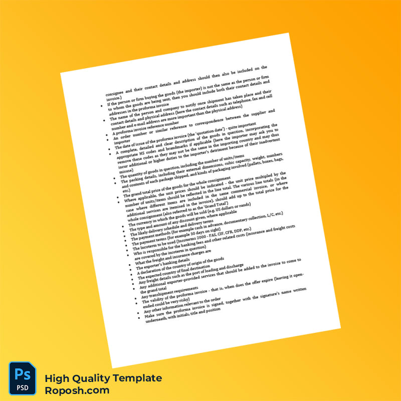 USA Proforma Invoice Template in Word and PDF formats 8 page USA Proforma Invoice Template in Word and PDF formats 8 page