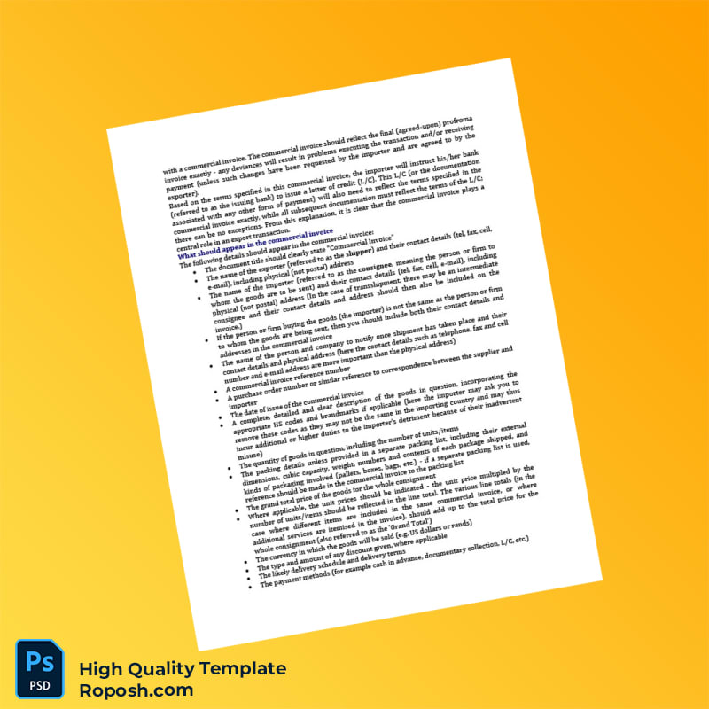 USA Proforma Invoice Template in Word and PDF formats 8 page USA Proforma Invoice Template in Word and PDF formats 8 page