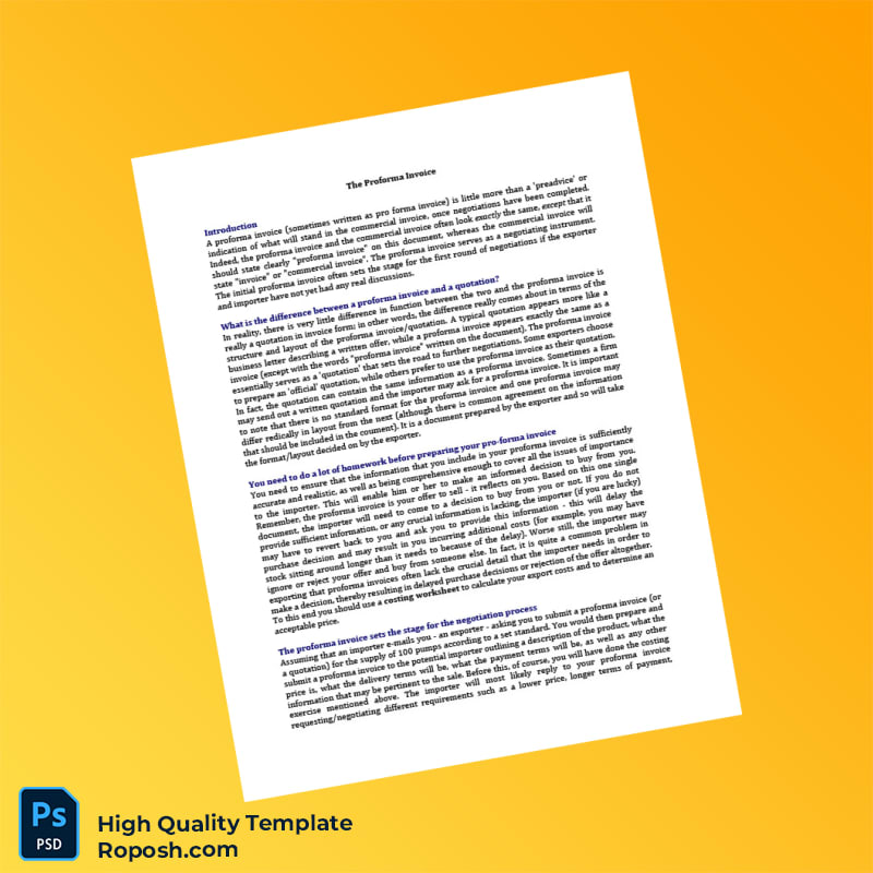 USA Proforma Invoice Template in Word and PDF formats 8 page USA Proforma Invoice Template in Word and PDF formats 8 page