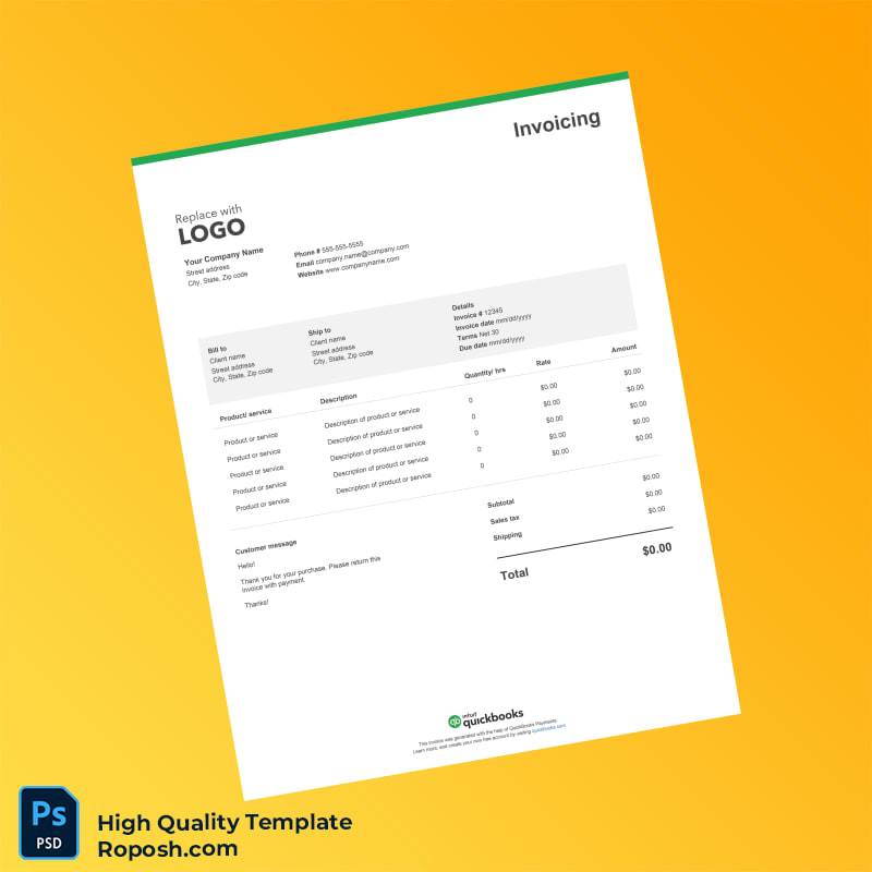 USA QuickBooks Invoice Template in Word and PDF formats 2 page USA QuickBooks Invoice Template in Word and PDF formats 2 page