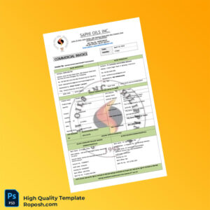 USA Saphi Oils Inc Commercial Invoice Template in Word and PDF formats 6 page USA Saphi Oils Inc Commercial Invoice Template in Word and PDF formats 6 page