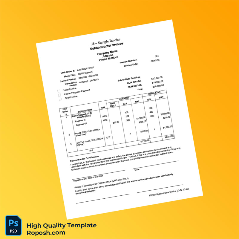USA URS Invoice Template in Word and PDF formats 2 page USA URS Invoice Template in Word and PDF formats 2 page