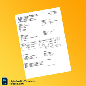 USA Unilever Asia Private Limited Invoice Template in Word and PDF formats USA Unilever Asia Private Limited Invoice Template in Word and PDF formats