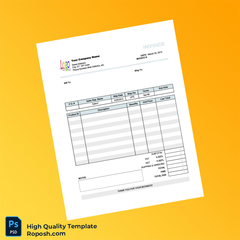 USA Your Company Name Invoice Template in Word and PDF formats USA Your Company Name Invoice Template in Word and PDF formats
