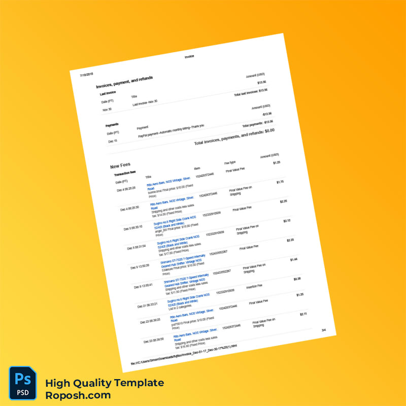 USA eBay Invoice Template in Word and PDF formats 4 page USA eBay Invoice Template in Word and PDF formats 4 page