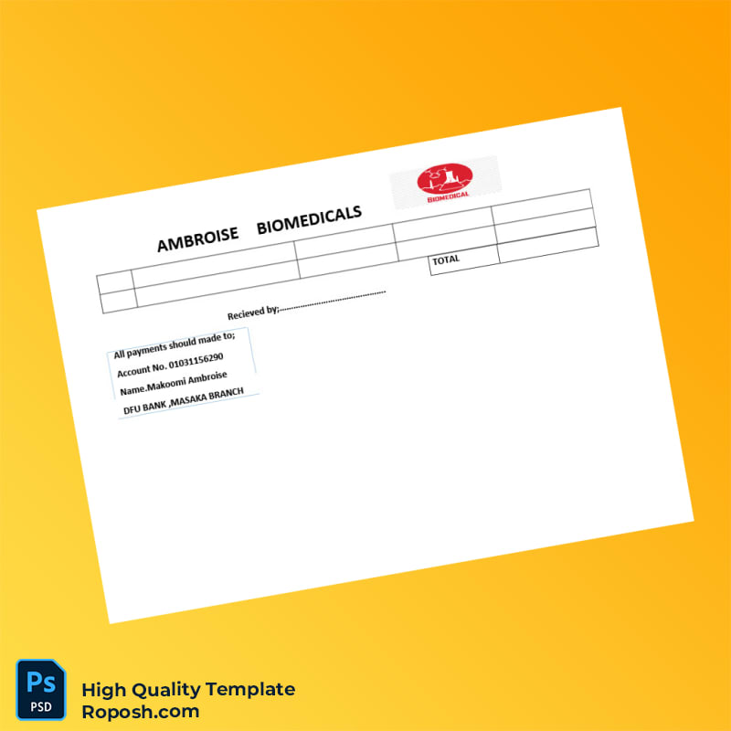 Uganda Ambroise Biomedicals Invoice Template in Word and PDF formats 2 page Uganda Ambroise Biomedicals Invoice Template in Word and PDF formats 2 page