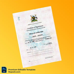 Customizable Uganda Ministry of Education Certificate of Registration Editable Word & PDF Template