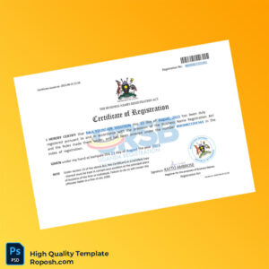 Uganda Registrar of Businesses Business Name Registration Certificate Template in Word and PDF formats Uganda Registrar of Businesses Business Name Registration Certificate Template in Word and PDF formats