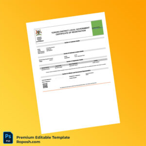 Uganda Tororo District Local Government Registration Certificate Editable Word & PDF Template