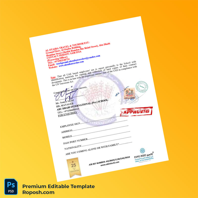 Customizable United Arab Emirates Abu Dhabi International Pvt School Employment Verification Letter Word & PDF Template 6 page Customizable United Arab Emirates Abu Dhabi International Pvt School Employment Verification Letter Word & PDF Template 6 page