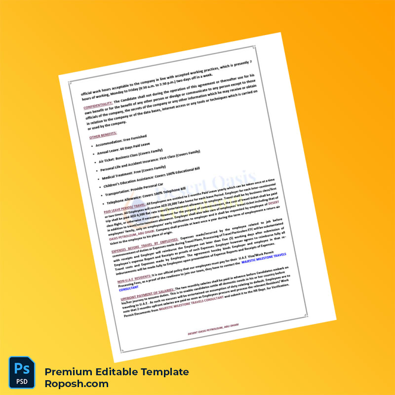 Customizable United Arab Emirates Desert Oasis Petroleum Employment Verification Letter Word & PDF Template 5 page Customizable United Arab Emirates Desert Oasis Petroleum Employment Verification Letter Word & PDF Template 5 page