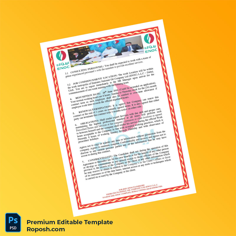 Customizable United Arab Emirates Emirates National Oil Company Employment Verification Letter Word & PDF Template 5 page Customizable United Arab Emirates Emirates National Oil Company Employment Verification Letter Word & PDF Template 5 page