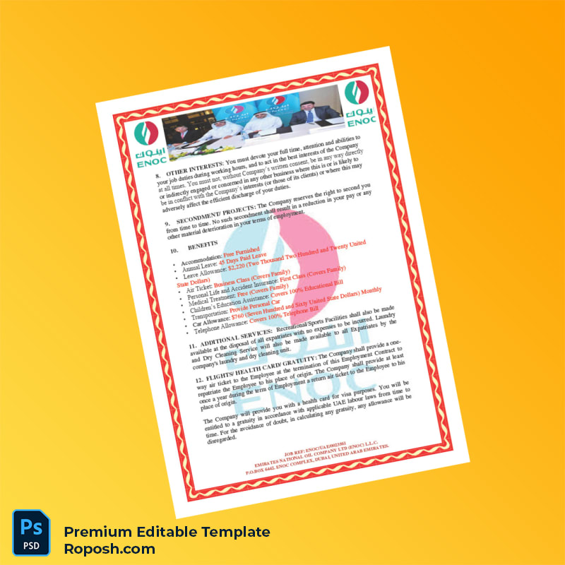 Customizable United Arab Emirates Emirates National Oil Company Employment Verification Letter Word & PDF Template 5 page Customizable United Arab Emirates Emirates National Oil Company Employment Verification Letter Word & PDF Template 5 page