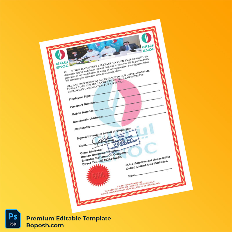 Customizable United Arab Emirates Emirates National Oil Company Employment Verification Letter Word & PDF Template 5 page Customizable United Arab Emirates Emirates National Oil Company Employment Verification Letter Word & PDF Template 5 page