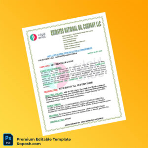 Customizable United Arab Emirates Emirates National Oil Company LLC Employment Verification Letter Word & PDF Template 5 page Customizable United Arab Emirates Emirates National Oil Company LLC Employment Verification Letter Word & PDF Template 5 page