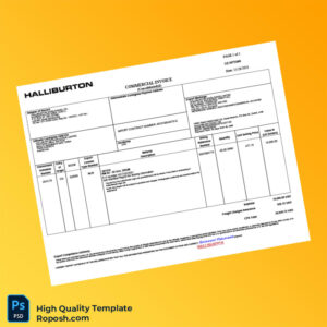 United Arab Emirates Halliburton Commercial Invoice Template in Word and PDF formats