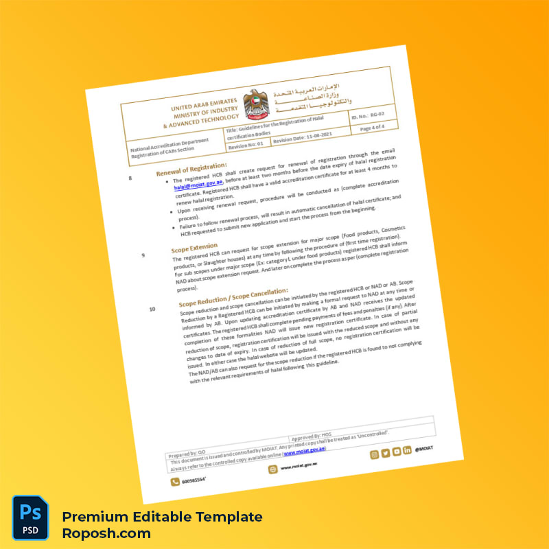 United Arab Emirates Ministry of Industry and Advanced Technology Editable Registration Guidelines Template in Word and PDF form 4 page United Arab Emirates Ministry of Industry and Advanced Technology Editable Registration Guidelines Template in Word and PDF form 4 page