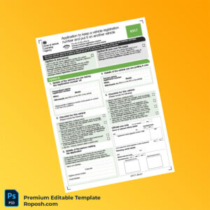 Customizable United Kingdom DVLA Vehicle Registration Number Transfer Application Form Editable Word & PDF Template 4 page Customizable United Kingdom DVLA Vehicle Registration Number Transfer Application Form Editable Word & PDF Template 4 page
