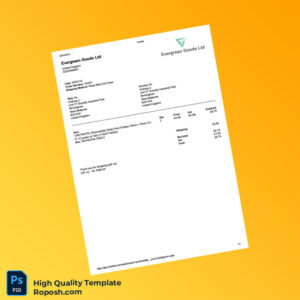 United Kingdom Evergreen Goods Ltd Invoice Template in Word and PDF formats