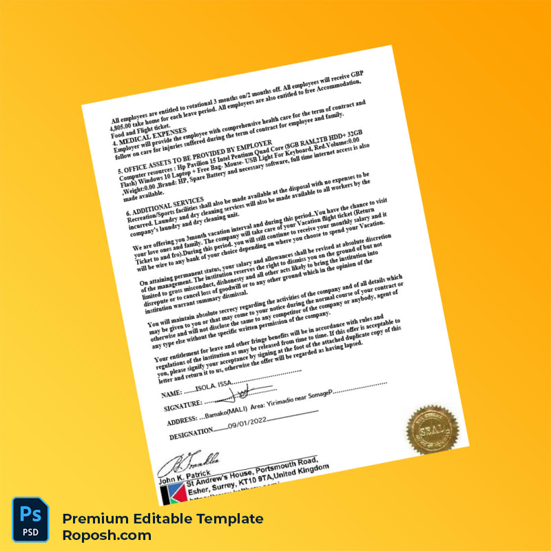 Customizable United Kingdom Keltbray Group Appointment Confirmation Letter Word & PDF Template 2 page Customizable United Kingdom Keltbray Group Appointment Confirmation Letter Word & PDF Template 2 page