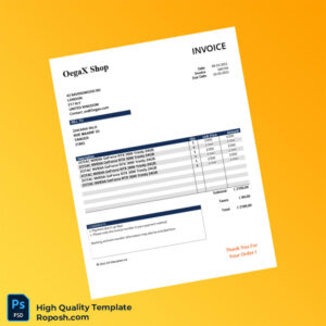 United Kingdom Oegax Shop Invoice Template in Word and PDF formats