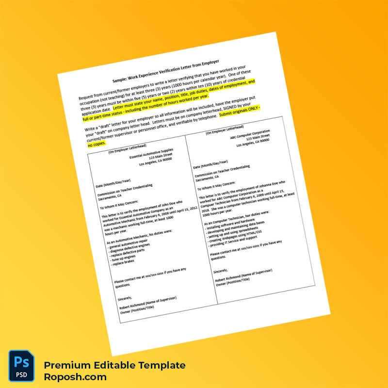 Customizable United States ABC Computer Corporation Employment Verification Letter Word & PDF Template Customizable United States ABC Computer Corporation Employment Verification Letter Word & PDF Template