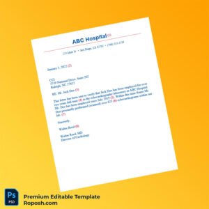Customizable United States ABC Hospital Employment Verification Letter Word & PDF Template