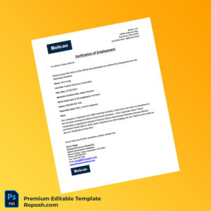 Customizable United States Belcan LLC Employment Verification Letter Word & PDF Template