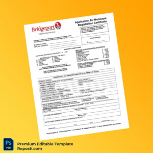 United States City of Bridgeport Municipal Registration Certificate Editable Word & PDF Template United States City of Bridgeport Municipal Registration Certificate Editable Word & PDF Template
