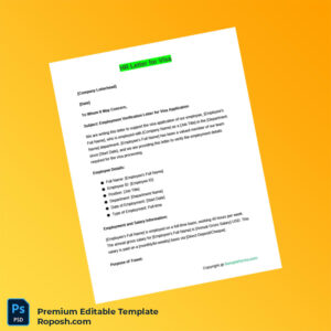 Customizable United States Company Name Employment Verification Letter Word & PDF Template 4 page