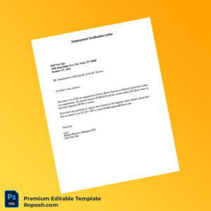 Customizable United States Doll Face Spa Employment Verification Letter Word & PDF Template