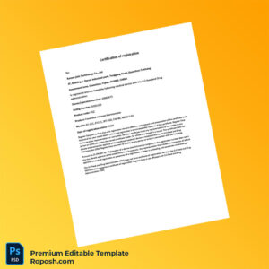 Customizable United States FDA Registration Certificate Editable Word & PDF Template