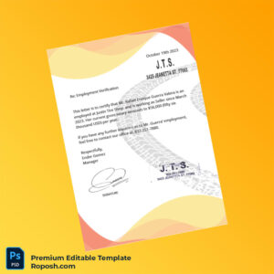 Customizable United States Justin Tire Shop Employment Verification Letter Word & PDF Template