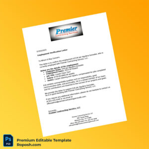 Customizable United States Premier Contracting Service Employment Verification Letter Word & PDF Template