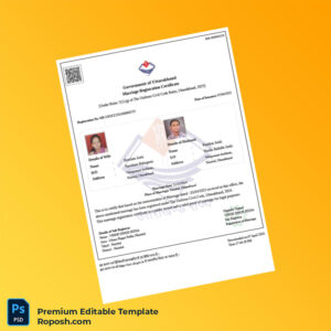 Customizable Uttarakhand Government Marriage Registration Certificate Editable Word & PDF Template Customizable Uttarakhand Government Marriage Registration Certificate Editable Word & PDF Template