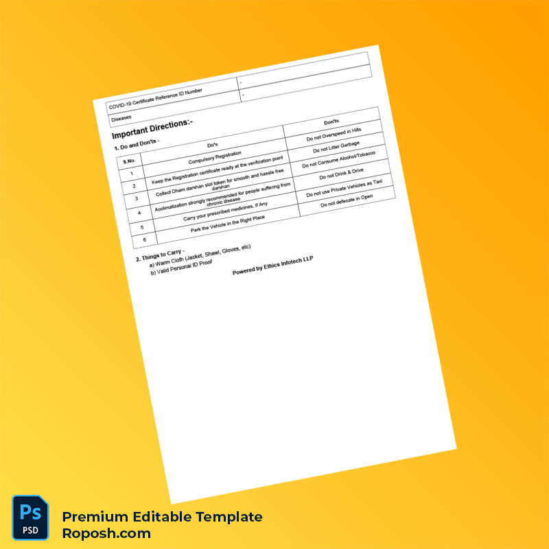 Customizable Uttarakhand Uttarakhand Tourism Development Board Yatra Registration Letter Editable Word & PDF Template 2 page Customizable Uttarakhand Uttarakhand Tourism Development Board Yatra Registration Letter Editable Word & PDF Template 2 page