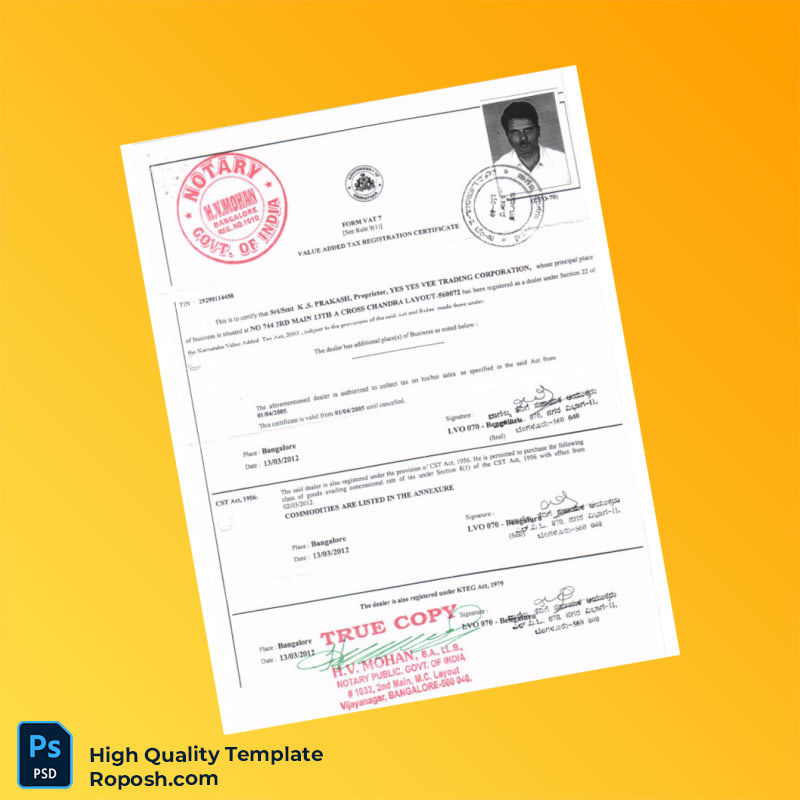 VAT Registration Certificate Template in Word and PDF formats 5 page VAT Registration Certificate Template in Word and PDF formats 5 page