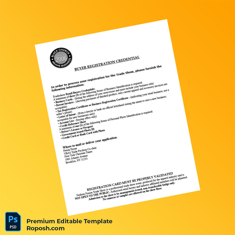 Customizable VBAS Buyer Registration Form Editable Word & PDF Template 4 page Customizable VBAS Buyer Registration Form Editable Word & PDF Template 4 page