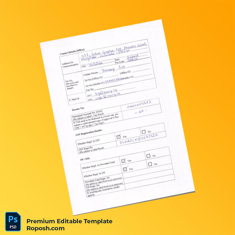 Customizable Vendor Registration Form Editable Word & PDF Template 8 page Customizable Vendor Registration Form Editable Word & PDF Template 8 page