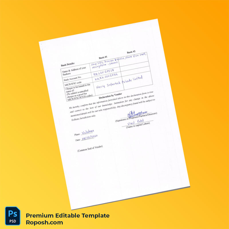 Customizable Vendor Registration Form Editable Word & PDF Template 8 page Customizable Vendor Registration Form Editable Word & PDF Template 8 page